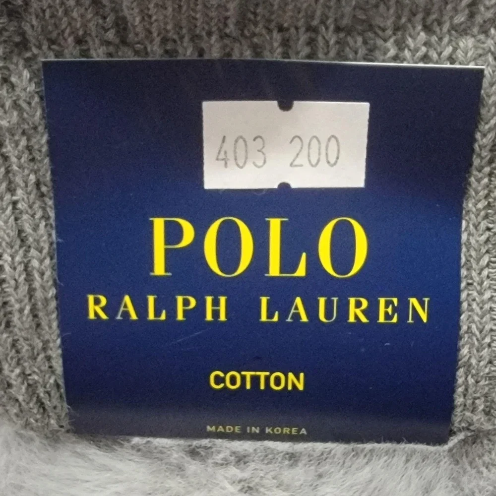 Polo Ralph Lauren Socks Mens 10-13 Gray Cotton Dress Polo Bear Crew Mid Calf